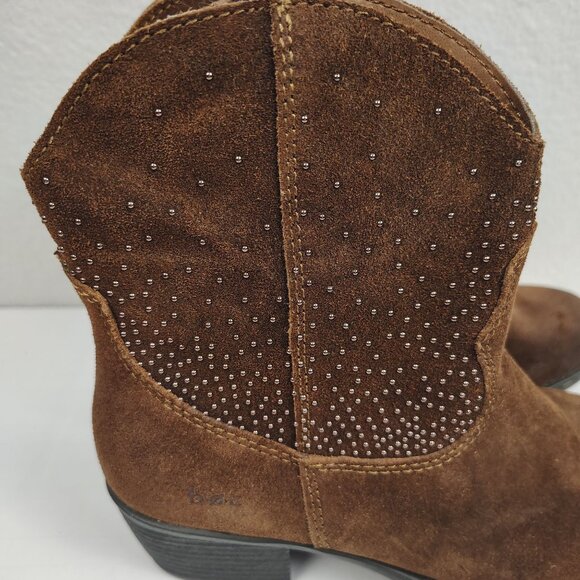 B.O.C. Born Ambrosia Western Suede Boots sz 6 Ankle Zip Studded Cowgirl Booties - Picture 8 of 15